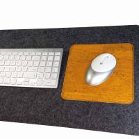 Schreibtischmatte für Tastatur Unterlage mit Mauspad Handmade Merino Wollfilz Filz Kork Farb- und Größenauswahl Bild 2