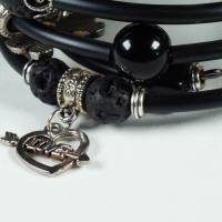 Wickelarmband Damen Armreif aus Labradorit Lava Achat Hematite Obsidian schwarz Bild 10