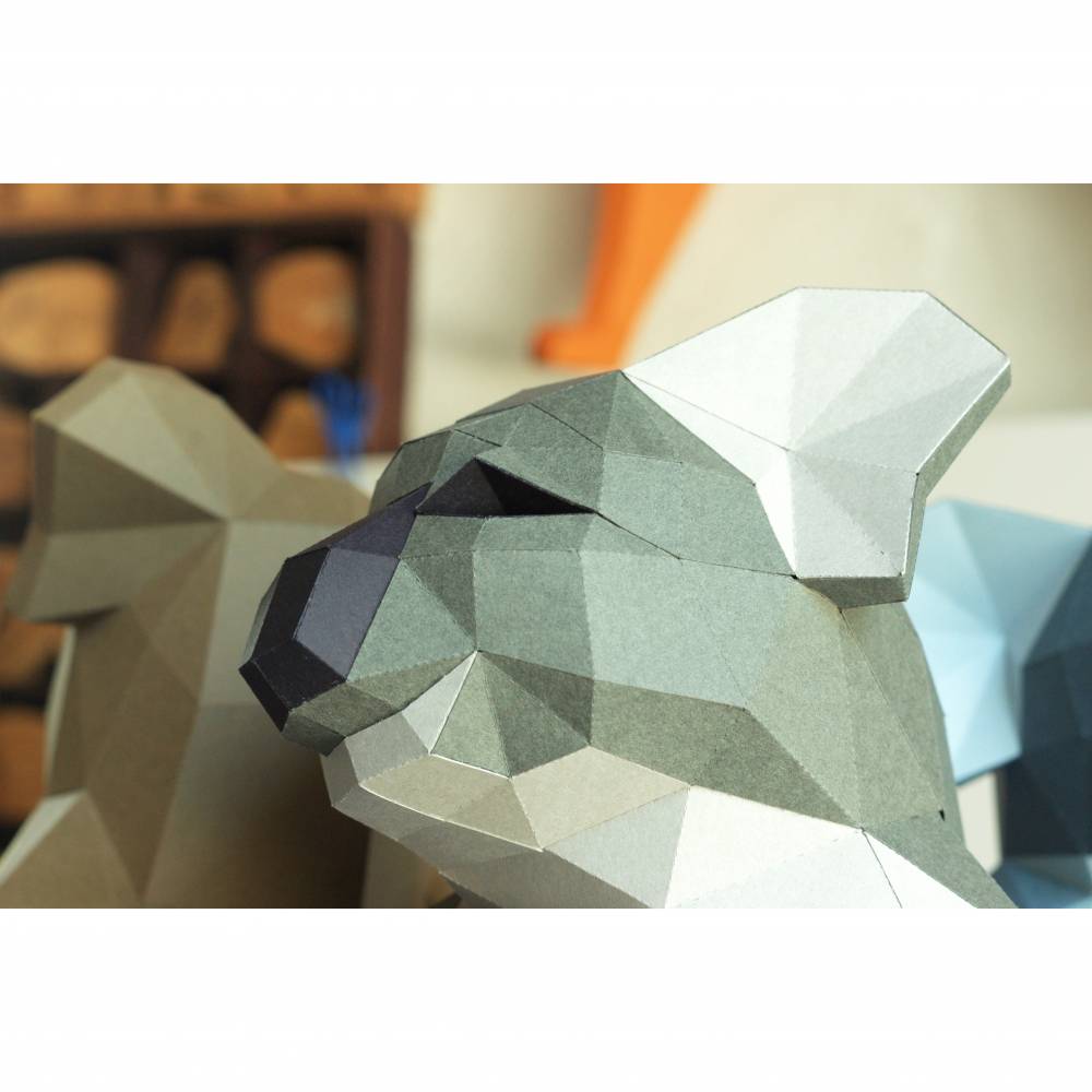 Großes ägyptisches Katzenmodell aus Papier Origami Skulptur Karte Papier