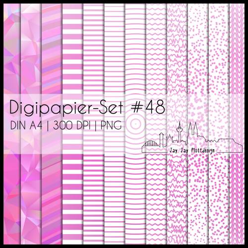 Digipapier Set #48 (pink) abstrakte und geometrische Formen zum ausdrucken, plotten, scrappen, basteln & mehr
