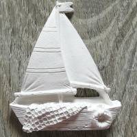 1 Gips Figur zum Bemalen, Gipsform, Segelschiff Boot, maritim neu Bild 1