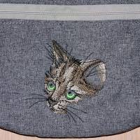 Bauchtasche Gürteltasche Hüfttasche Hip Bag Crossbody-Bag mit Stickerei Katzen-Motiv Handmade Bild 2