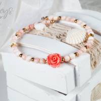 Damen Armband aus Queen Conch Shell Mushelschale und Korall Rose Bild 7