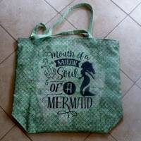 Shopper Bag XXL /  Stofftasche / Strandtasche  im maritimen Style - " Kleine Meerjungfrau" Bild 2