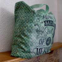 Shopper Bag XXL /  Stofftasche / Strandtasche  im maritimen Style - " Kleine Meerjungfrau" Bild 7