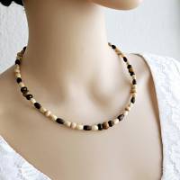 handgefertigte Unisex Halskette aus Holz und Jaspis Perlen im Surfer Stil, Surferkette für Herren & Damen mit Jaspis Bild 10