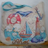 Shopper Bag XXL /  Stofftasche / Strandtasche  im maritimen Style " Ahoi " Bild 4