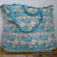 Shopper Bag XXL /  Stofftasche / Strandtasche  im maritimen Style " Ahoi " Bild 5