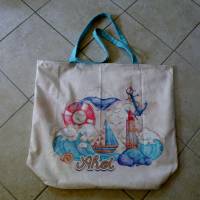Shopper Bag XXL /  Stofftasche / Strandtasche  im maritimen Style " Ahoi " Bild 8