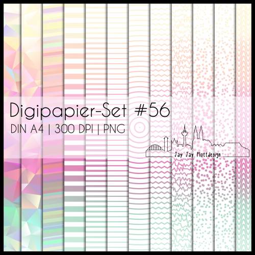 Digipapier Set #56 (gelb, orange, pink, mintgrün) abstrakte & geometrische Formen  zum ausdrucken, plotten & mehr