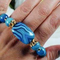 Damen Edelsteinarmband aus blauen gestreiften Achat Bild 5