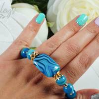 Damen Edelsteinarmband aus blauen gestreiften Achat Bild 6