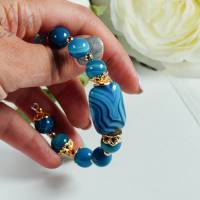 Damen Edelsteinarmband aus blauen gestreiften Achat Bild 7