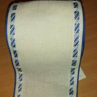 Stickband cremfarben mit weiß/blauen Rand Bild 1
