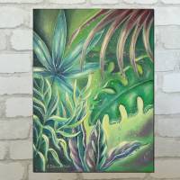 JUNGLE LEAVES  -  Bild mit tropischen Blättern und Regentropfen auf Leinwand 60cm x 80cm Bild 1