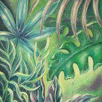 JUNGLE LEAVES  -  Bild mit tropischen Blättern und Regentropfen auf Leinwand 60cm x 80cm Bild 2