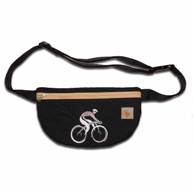 Bauchtasche Gürteltasche Hüfttasche Hip Bag Crossbody-Bag Tasche mit Stickerei Motiv Fahrradfahrer Handmade