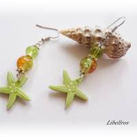 1 Paar Ohrhänger Seesterne - Ohrringe,Sommer,Urlaub,maritim,grün,orange Bild 1