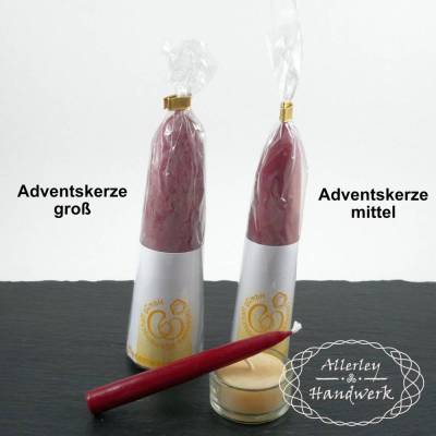 Adventskerzen mittel ROT ● 100% Bienenwachs ● handgezogen ● 15 x 3,5 cm