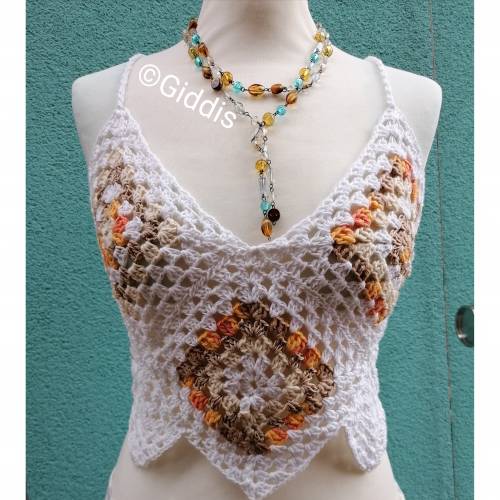 Sommertop/Croptop gehäkelt Gr. 38/40