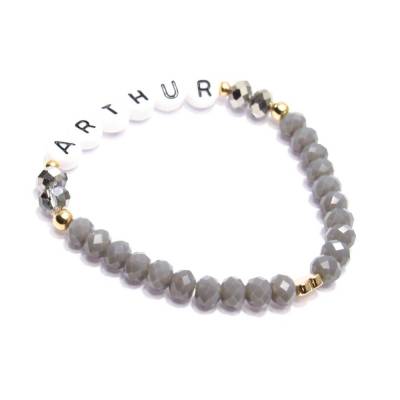 Namensarmband personalisiert mit Wunschnamen grau, rosè gold Herz , Initialienarmband, Armband mit Namen