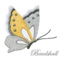 Bügelbild Schmetterling silbergrau/goldgelb Applikation Aufnäher Flügel Bild 1