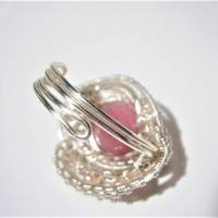 Ring rosa verstellbar handgefertigt mit pink Achat und Keshi rosa Unikat silberfarben Bild 7