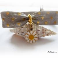 Elastisches Armband Margerite - Blume,Freundschaftsarmband,verspielt,modern,romantisch,trendy,taupe,goldfarben Bild 1