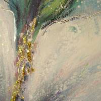 PRETTY HIBISCUS - Hibiskusblüte auf Leinwand mit goldfarbigen Effekten Bild 3