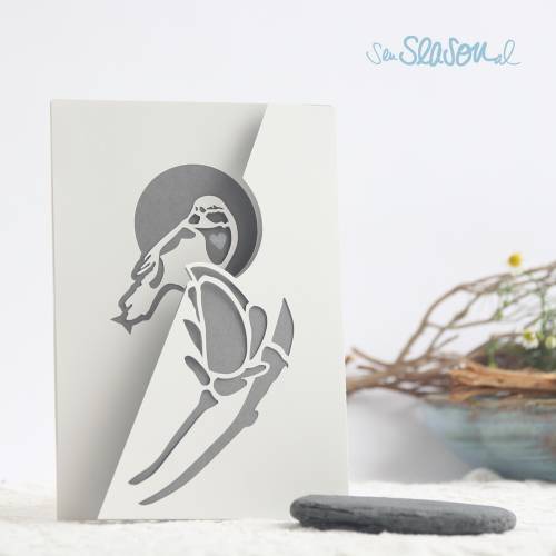 Klapp-Karte Magnolie mit Meise, Plotterdatei Karte zum Verschenken, Plott-Datei für Papier, Klappkarte als svg und dxf