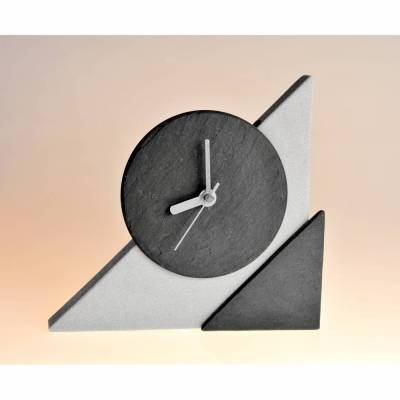 Moderne Deko-Uhr „Lukas“. Tischuhr aus Schiefer und Sandstein. Angesagtes Design. Top Geschenkidee. Unikat.