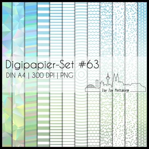Digipapier Set #63 (himmelblau und grasgrün) abstrakte & geometrische Formen  zum ausdrucken, plotten & mehr