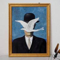 René Frogritte, Magritte, Selbstportrait, Froschkönig, Froschbild, Originalbild, Acrylmalerei, Unikat Bild 1