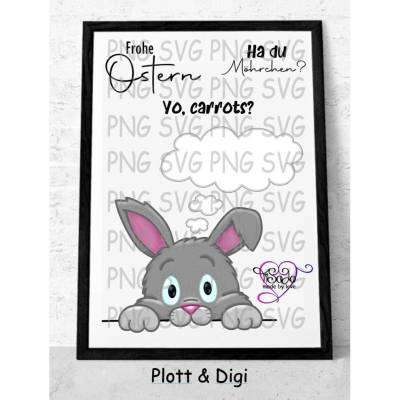 Plotterdatei und Digistamp "Kuckkuck Hase" SVG&DXF, PNG inkl. Sayings 2.0 (überarbeitet)