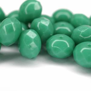 10 Opaque Green Turquoise Rondelle böhmische Perlen 6x8mm, tschechische feuerpolierte facettierte Glasperlen DIY Glassch Bild 1