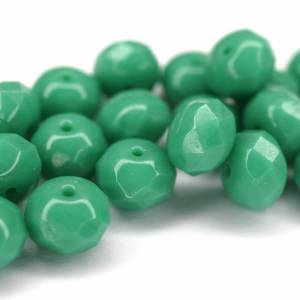 10 Opaque Green Turquoise Rondelle böhmische Perlen 6x8mm, tschechische feuerpolierte facettierte Glasperlen DIY Glassch Bild 2
