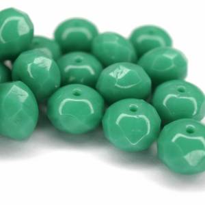10 Opaque Green Turquoise Rondelle böhmische Perlen 6x8mm, tschechische feuerpolierte facettierte Glasperlen DIY Glassch Bild 3