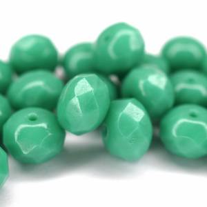 10 Opaque Green Turquoise Rondelle böhmische Perlen 6x8mm, tschechische feuerpolierte facettierte Glasperlen DIY Glassch Bild 4