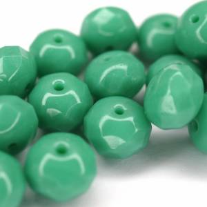 10 Opaque Green Turquoise Rondelle böhmische Perlen 6x8mm, tschechische feuerpolierte facettierte Glasperlen DIY Glassch Bild 5