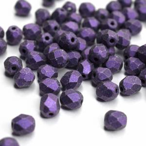 50 Metallic Suede Purple böhmische Perlen 4mm, tschechische feuerpolierte facettierte Glasperlen DIY Glasschliff 4mm Bild 1