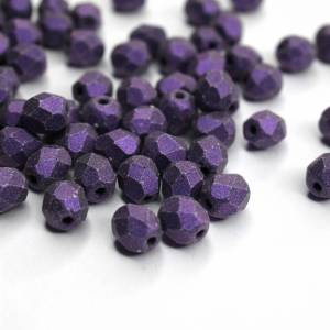 50 Metallic Suede Purple böhmische Perlen 4mm, tschechische feuerpolierte facettierte Glasperlen DIY Glasschliff 4mm Bild 3