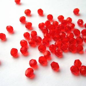 50 Light Siam Ruby böhmische Perlen 4mm, tschechische feuerpolierte facettierte Glasperlen DIY Glasschliff Bild 2
