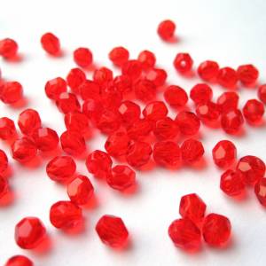 50 Light Siam Ruby böhmische Perlen 4mm, tschechische feuerpolierte facettierte Glasperlen DIY Glasschliff Bild 4