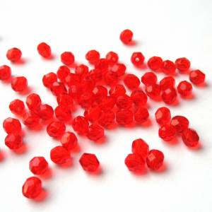 50 Light Siam Ruby böhmische Perlen 4mm, tschechische feuerpolierte facettierte Glasperlen DIY Glasschliff Bild 5