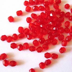 50 Light Siam Ruby böhmische Perlen 4mm, tschechische feuerpolierte facettierte Glasperlen DIY Glasschliff Bild 6