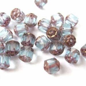10 Light Sapphire Barock Böhmische Perlen 6mm, tschechische feuerpolierte facettierte Glasperlen DIY Glasschliff Bild 2