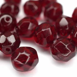 10 Garnet böhmische Perlen 8mm, tschechische feuerpolierte facettierte Glasperlen DIY Glasschliff Bild 2
