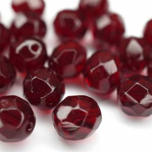 10 Garnet böhmische Perlen 8mm, tschechische feuerpolierte facettierte Glasperlen DIY Glasschliff Bild 3