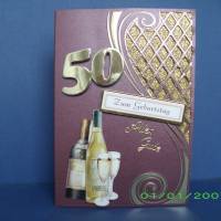 Geburtstagskarte zum 50.ten für einen Mann, Wein Bild 1