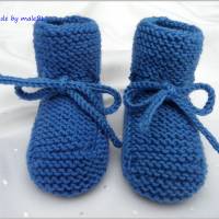 Babyschuhe in Blau, handgestrickt, Wolle (Merino) Bild 2